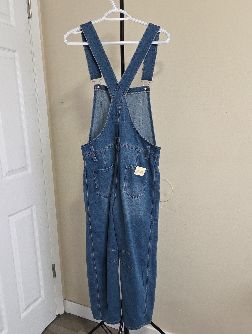 Ban.Jara Blue Denim Barrel Leg Overalls Adjustable Strap Casual Utility Jumpsuit - Picture 5 of 9